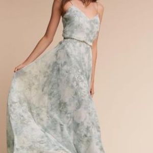 BHLDN Pale Blue Floral Maxi Dress